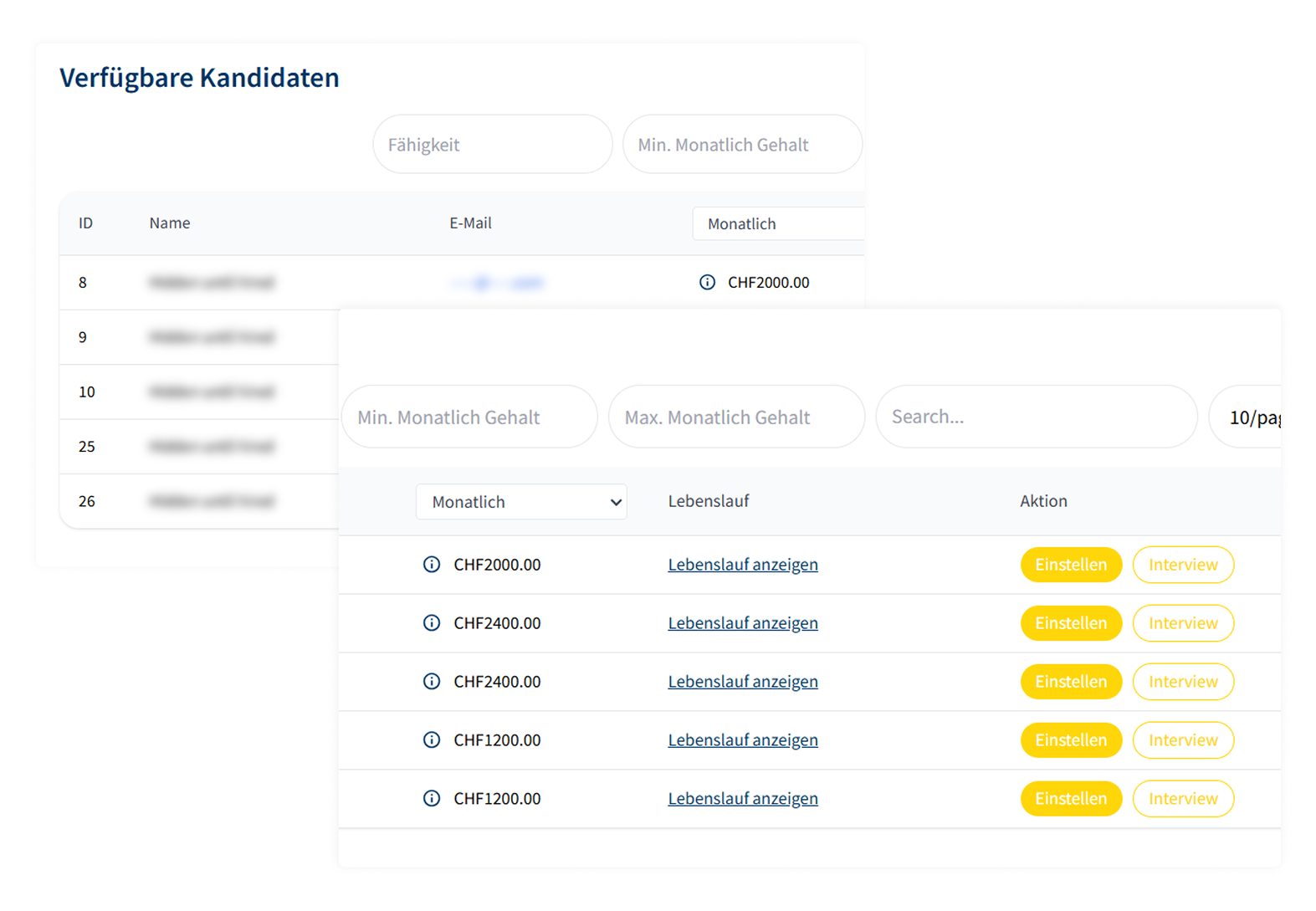 Candidate management in OsyApp